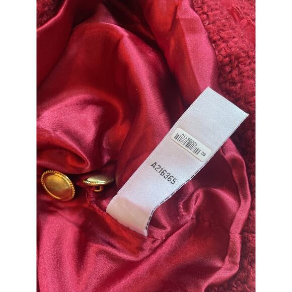 Joan Rivers Red Blazer Woven Jacket Size 10 Gold Button Parisian Chic Wool Crop - Picture 6 of 7